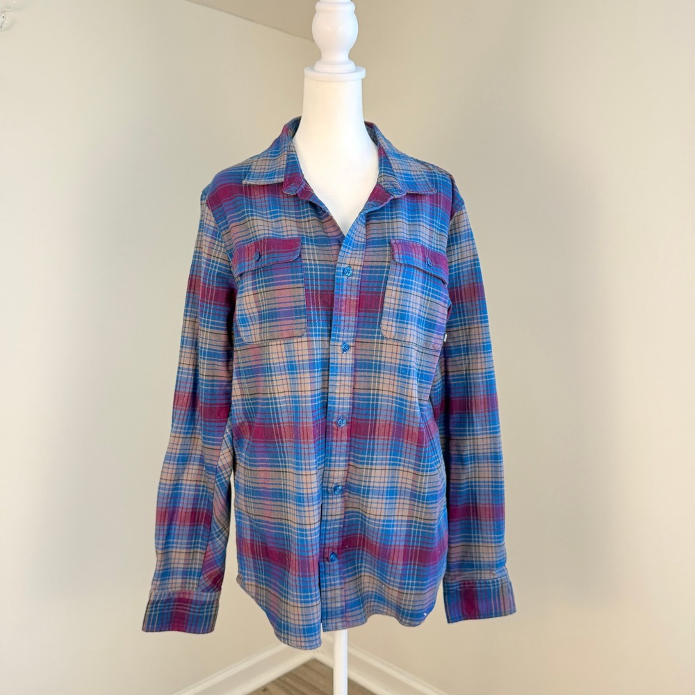 Nike SB Flannel Shirt Mens Medium Blue Purple Plaid Long Sleeve Skate Streetwear - Picture 8 of 14